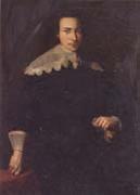 unknow artist Portrait of a man,Three-quarter length,wearing black and holding a glove in his left hand oil painting on canvas